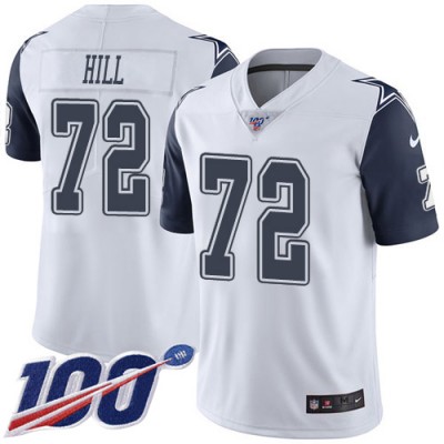 Nike Dallas Cowboys #72 Trysten Hill White Men's Stitched NFL Limited Rush 100th Season Jersey